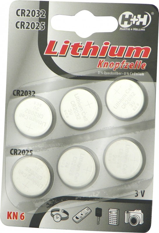 Lithium Knopfzelle CR2032 CR2025 6er Pack Lithiumknopfzelle CR